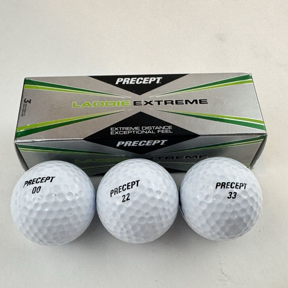 Precept Laddie Extreme Golf Balls White Sleeve of 3 Balls Numbers 00 22 33 New